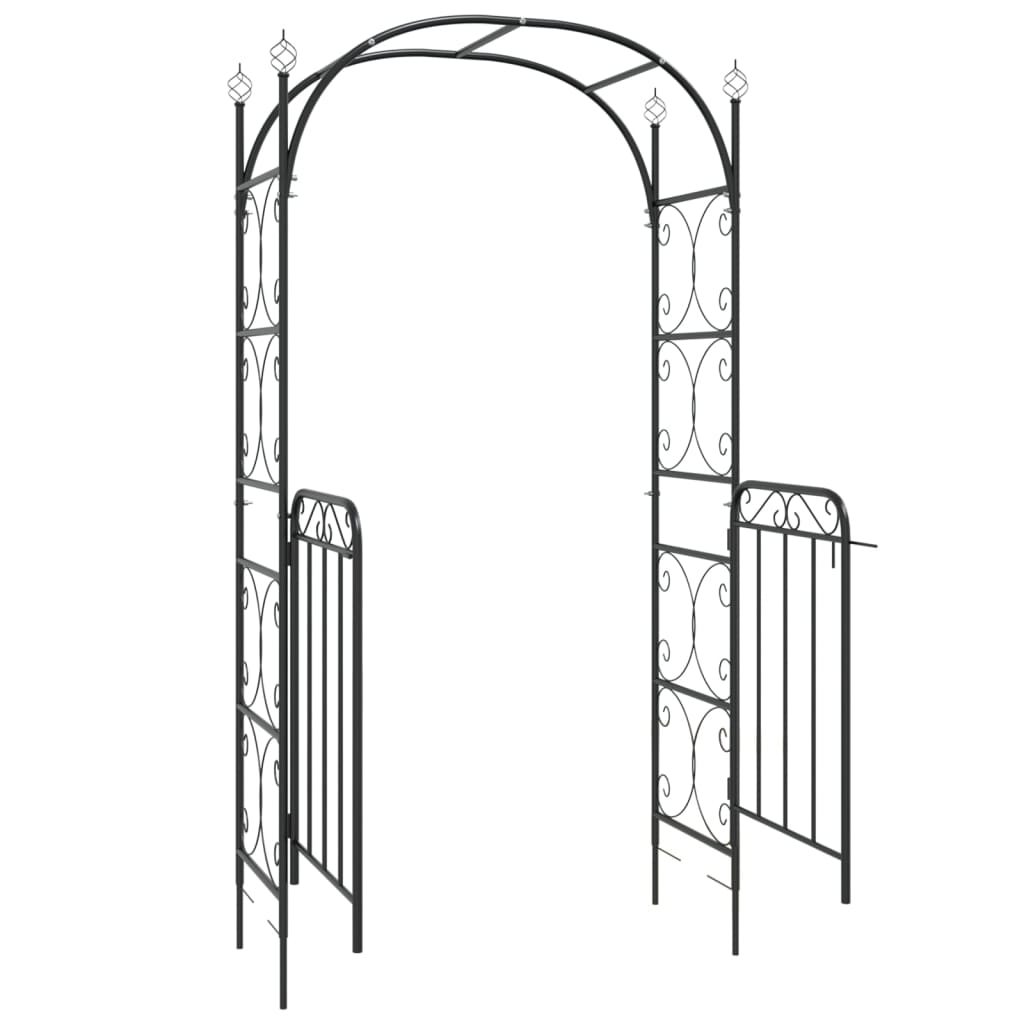 Arco da Giardino con Cancello-Archi da esterno Nero 108x45x235 cm Acciaio