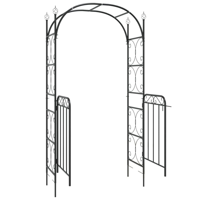 Arco da Giardino con Cancello-Archi da esterno Nero 108x45x235 cm Acciaio