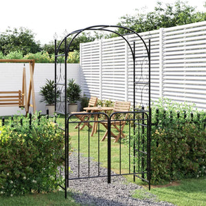 Arco da Giardino con Cancello Nero 108x45x235 cm Acciaio 319352