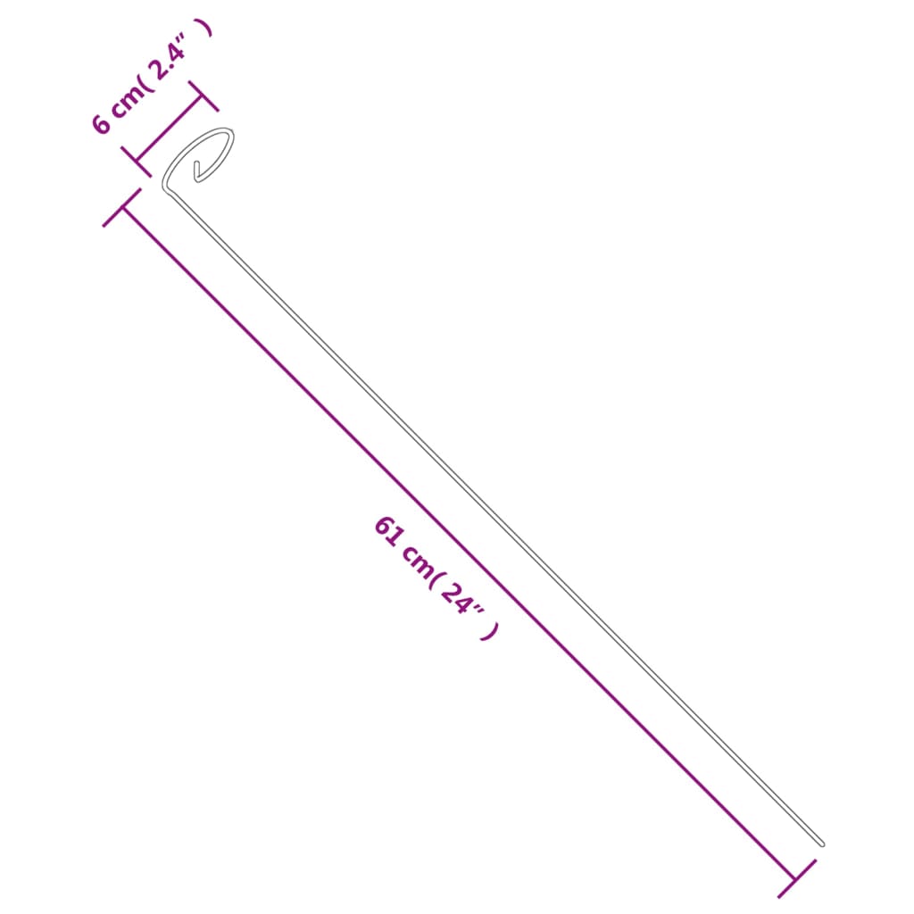 Supporti per Piante da Giardino 20 pz Verde Scuro 61 cm Acciaio 319364