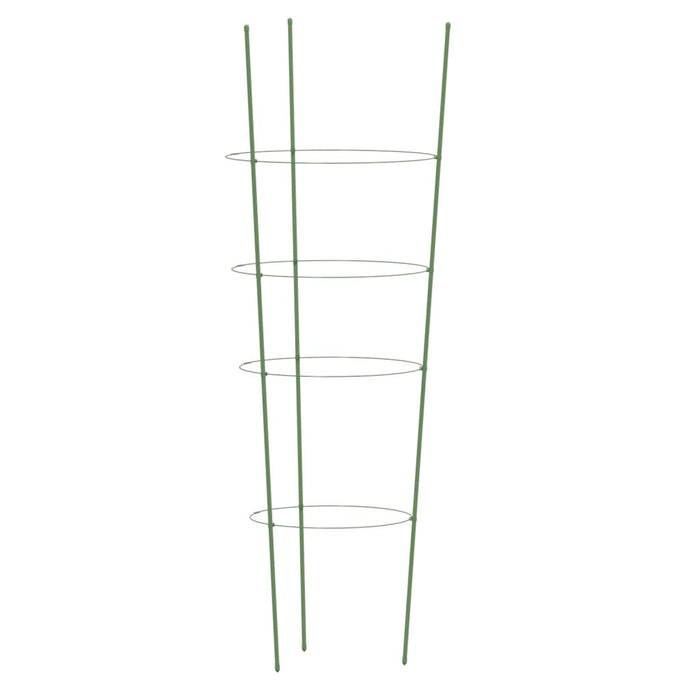 Supporti Piante da Giardino con 4 Anelli 5pz Verde 90cm Acciaio