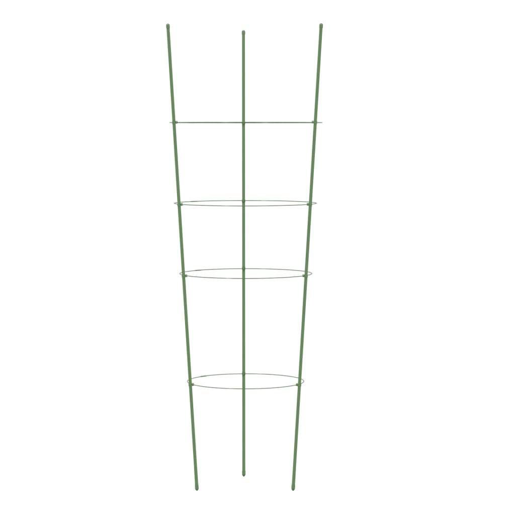 Supporti Piante da Giardino con 4 Anelli 5pz Verde 90cm Acciaio