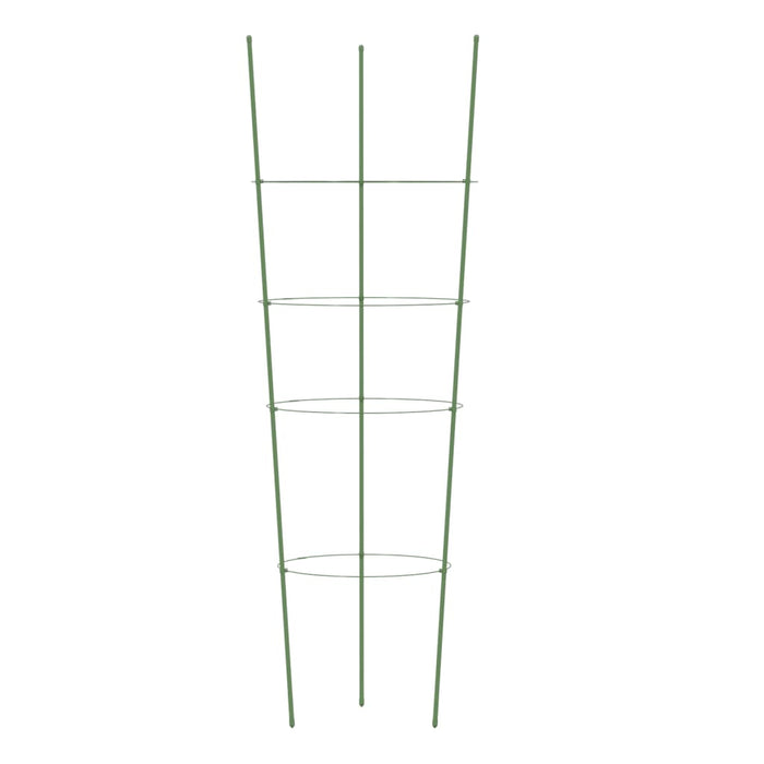 Supporti Piante da Giardino con 4 Anelli 5pz Verde 90cm Acciaio