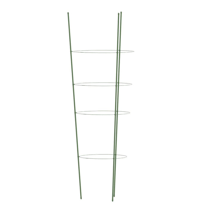 Supporti Piante da Giardino con 4 Anelli 5pz Verde 90cm Acciaio
