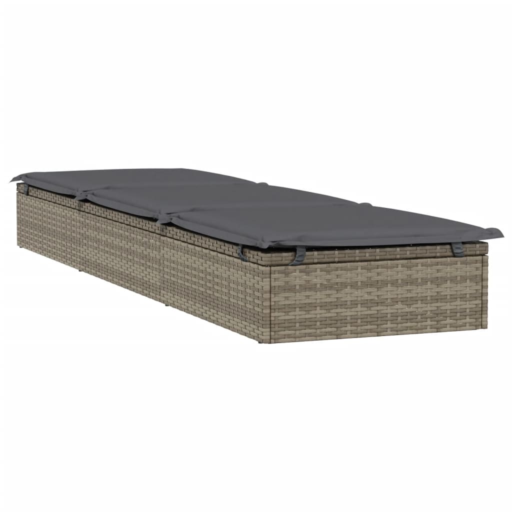 Lettino 1 pz con Cuscino Grigio 201x55x62 cm in Polyrattan 319631