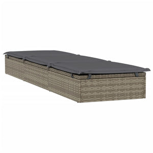 Lettino 1 pz con Cuscino Grigio 201x55x62 cm in Polyrattan 319631