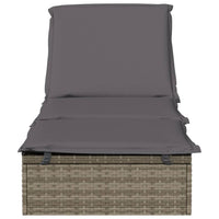Lettino 1 pz con Cuscino Grigio 201x55x62 cm in Polyrattan 319631
