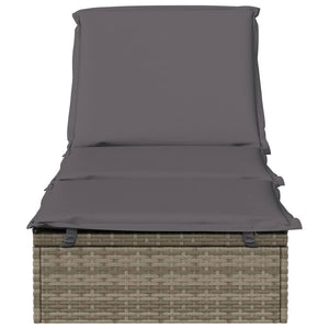 Lettino 1 pz con Cuscino Grigio 201x55x62 cm in Polyrattan 319631