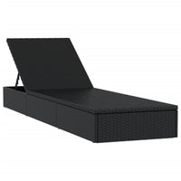 Lettino 1 pz con Cuscino Nero 201x55x62 cm in Polyrattan 319632