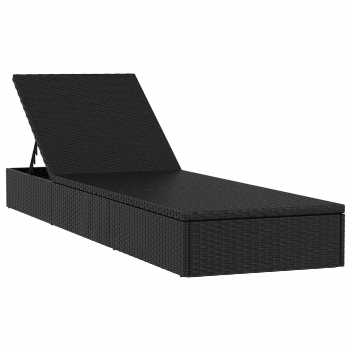 Lettino 1 pz con Cuscino Nero 201x55x62 cm in Polyrattan 319632