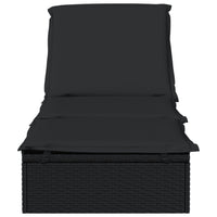 Lettino 1 pz con Cuscino Nero 201x55x62 cm in Polyrattan 319632