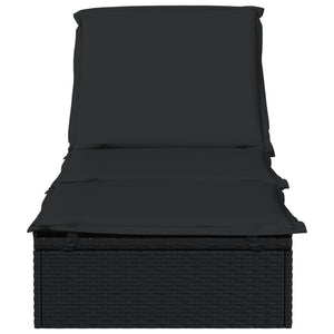 Lettino 1 pz con Cuscino Nero 201x55x62 cm in Polyrattan 319632