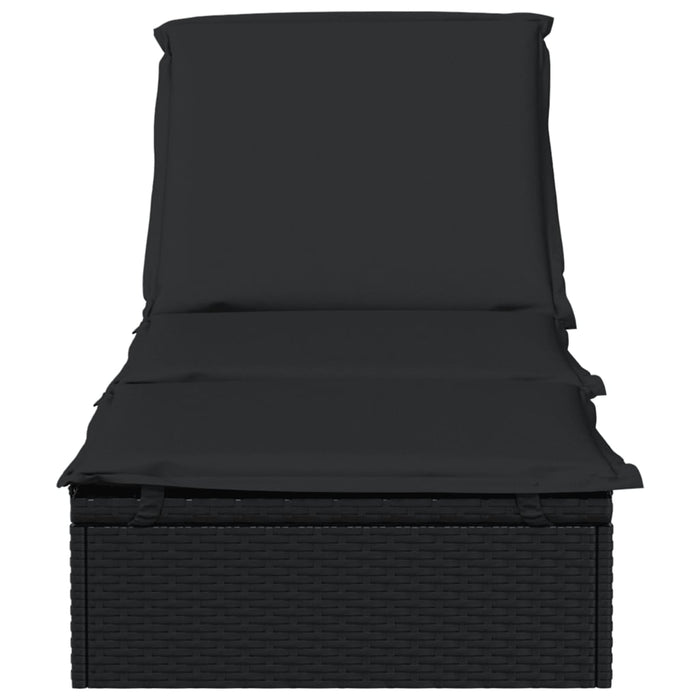Lettino 1 pz con Cuscino Nero 201x55x62 cm in Polyrattan 319632