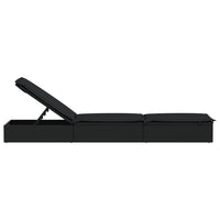 Lettino 1 pz con Cuscino Nero 201x55x62 cm in Polyrattan 319632