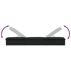 Lettino 1 pz con Cuscino Nero 201x55x62 cm in Polyrattan 319632