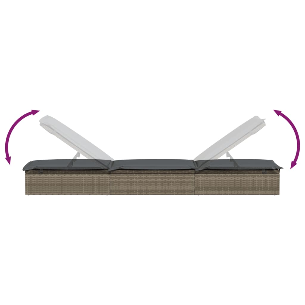 Lettino Prendisole 1 pz con Tavolino Grigio in Polyrattan 319633