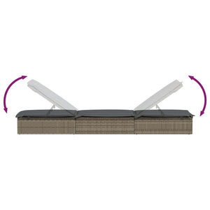 Lettino Prendisole 1 pz con Tavolino Grigio in Polyrattan 319633