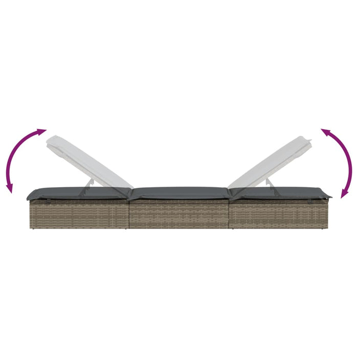 Lettino Prendisole 1 pz con Tavolino Grigio in Polyrattan 319633