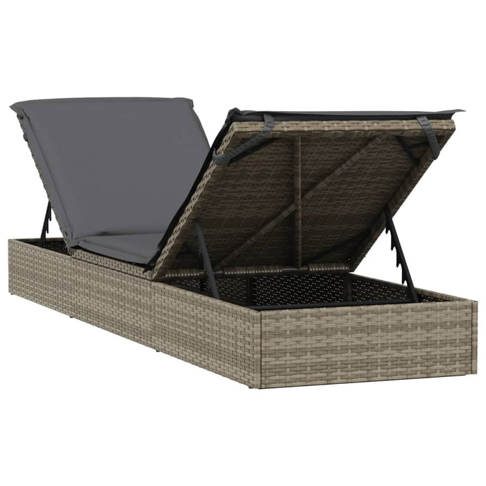 Lettino Prendisole 1 pz con Tavolino Grigio in Polyrattan 319633