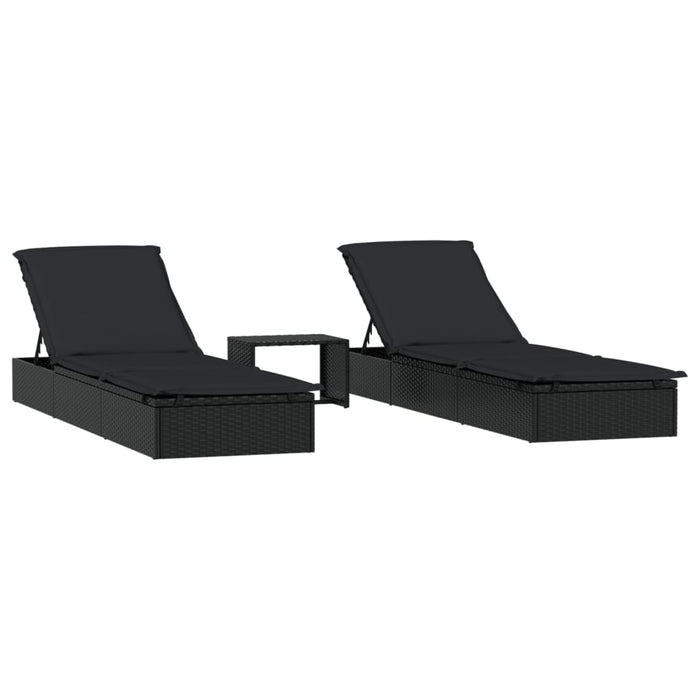 Lettini Prendisole 2pz con Tavolino Nero in Polyrattancod mxl 106077