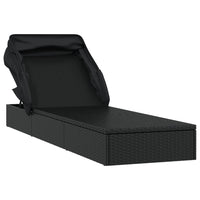 Lettino con Tetto Pieghevole Nero 213x63x97 cm Polyrattancod mxl 71452