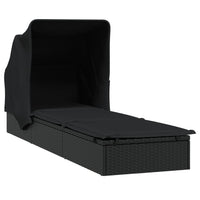 Sdraio lettino con tetto pieghevole 213 x 63 x 97 cm resina intrecciata nera 02_0012209