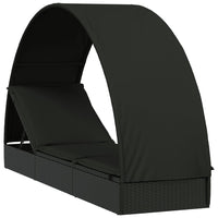 Lettino con Tetto Rotondo Nero 211x57x140 cm Polyrattancod mxl 119395