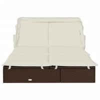 Sedia a sdraio a 2 posti con tetto pieghevole 213 x 118 x 97 cm marrone 02_0012188