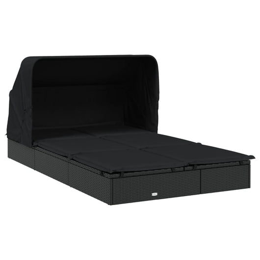 Sdraio 2 posti con tetto pieghevole 213 x 118 x 97 cm nero 02_0012189