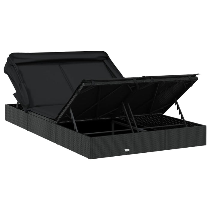 Sdraio 2 posti con tetto pieghevole 213 x 118 x 97 cm nero 02_0012189