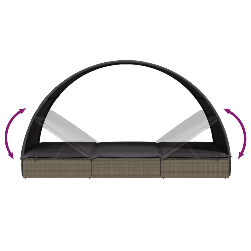 Sedia a sdraio a 2 posti con tetto rotondo 211 x 112 x 140 cm grigio02_0012191