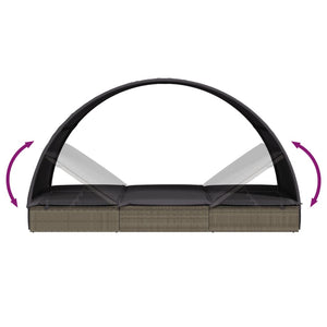 Sedia a sdraio a 2 posti con tetto rotondo 211 x 112 x 140 cm grigio02_0012191