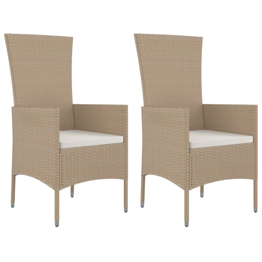 Sedie da Giardino con Cuscini 2 pz-Sedia da esterno in Polyrattan Beige