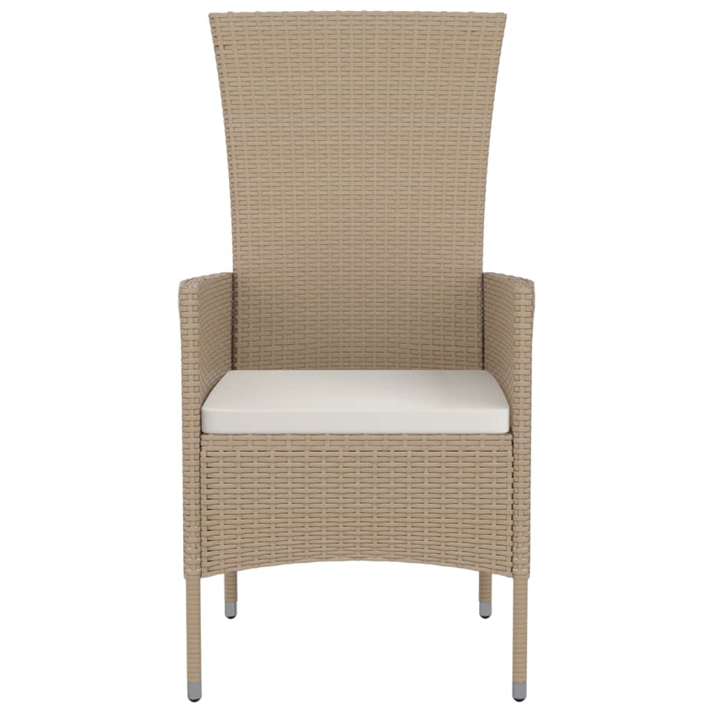 Sedie da Giardino con Cuscini 2 pz-Sedia da esterno in Polyrattan Beige
