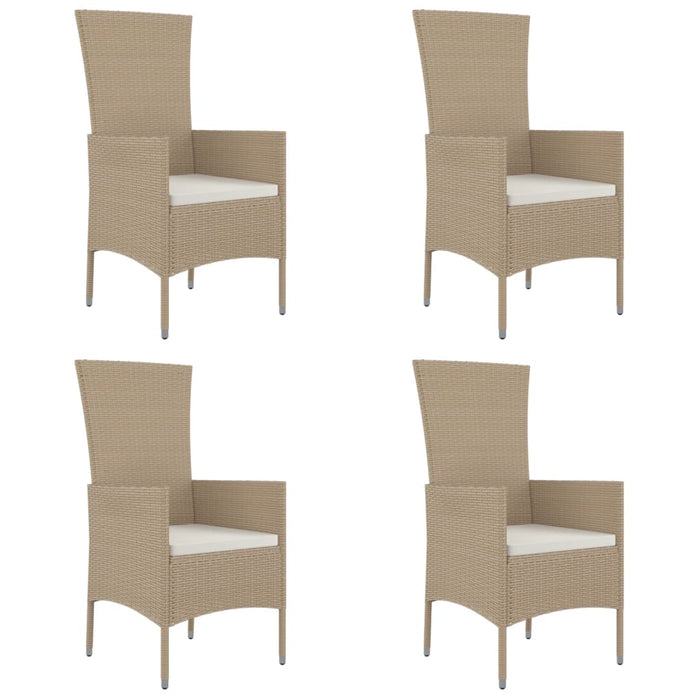 Sedie da Giardino con Cuscini 4 pz in Polyrattan Beige 319533