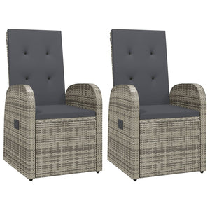Sedie Reclinabili da Giardino con Cuscini 2pz Grigio Polyrattan 319539