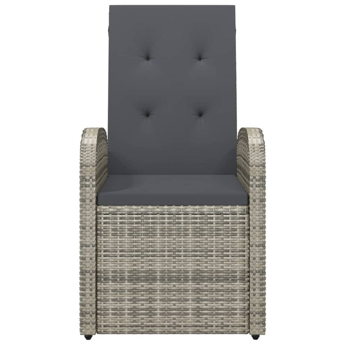 Sedie Reclinabili da Giardino con Cuscini 2pz Grigio Polyrattan 319539