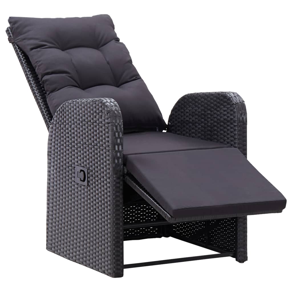 Sedie Reclinabili da Giardino con Cuscini 2pz Nero Polyrattan 319544