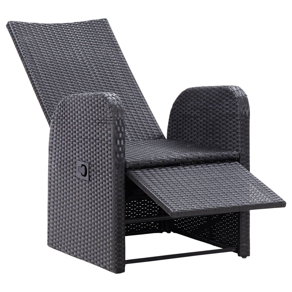 Sedie Reclinabili da Giardino con Cuscini 2pz Nero Polyrattan 319544