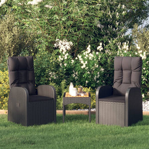Sedie Reclinabili da Giardino con Cuscini 2pz Nero Polyrattancod mxl 115481