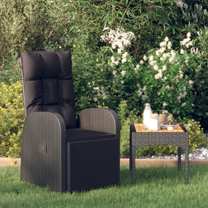 Sedia Reclinabile da Giardino con Cuscini Nera in Polyrattancod mxl 91734