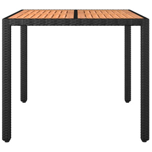 Tavolo da Giardino Piano Legno Nero Polyrattan Massello Acacia