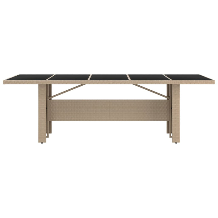 Tavolo da Giardino Piano Vetro Beige Polyrattan Vetro Temperato