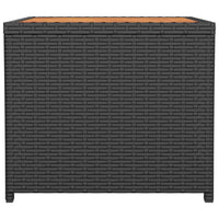 Tavolino con Piano Legno Nero Polyrattan Legno Massello Acacia 319558