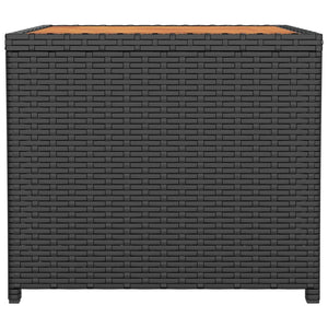 Tavolino con Piano Legno Nero Polyrattan Legno Massello Acacia 319558