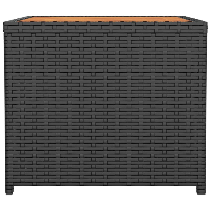 Tavolino con Piano Legno Nero Polyrattan Legno Massello Acacia 319558