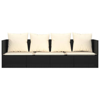 Lettino lounge da esterno 203 x 58 x 56 cm con cuscini in resina intrecciata nera 02_0012019