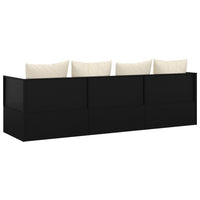 Lettino lounge da esterno 203 x 58 x 56 cm con cuscini in resina intrecciata nera 02_0012019