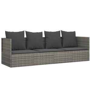Lettino Prendisole da Esterno con Cuscini Grigio in Polyrattan cod mxl 65499