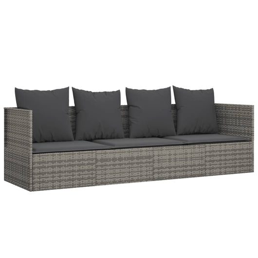 Lettino Prendisole da Esterno con Cuscini Grigio in Polyrattan cod mxl 65499